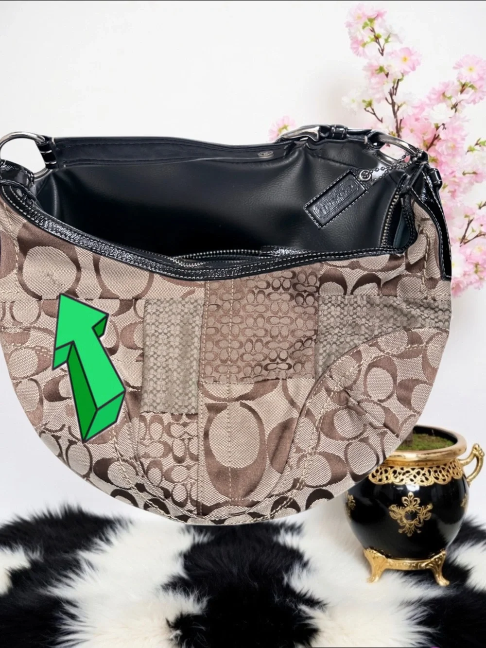 COACH SOHO SIGNATURE PATCHWORK DEMI HOBO